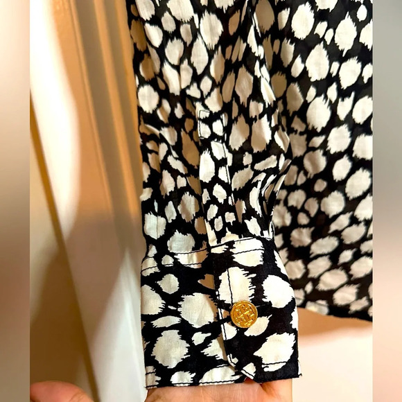 Tory Burch Long Sleeve Button Down Animal Print Cotton Shirt Size 6 - Picture 5 of 8